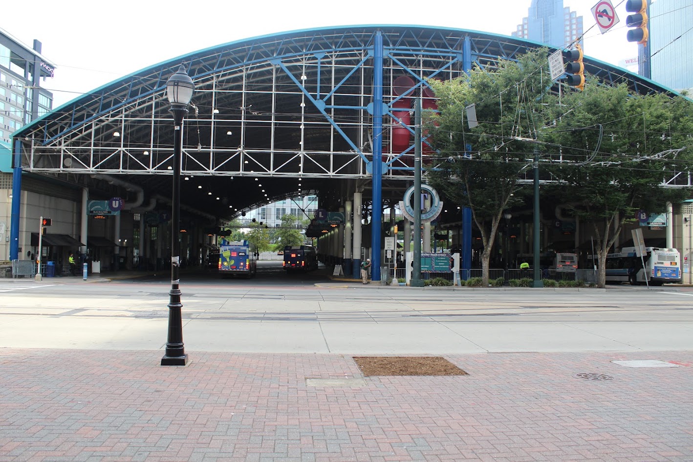 Charlotte city street and transit scene