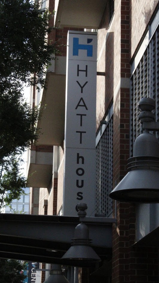 Hyatt House hotel sign in Charlotte