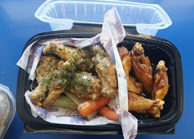 Cajun dry wings, garlic Parmesan dry wings, and garlic Parmesan wet wings at Buffalo Eatz in Charlotte