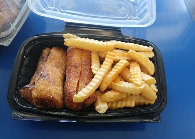 Cheesesteak eggrolls served with fries at Buffalo Eatz in Charlotte