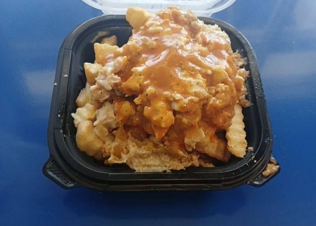 Loaded Buffalo chicken fries ordered at Buffalo Eatz South Tryon