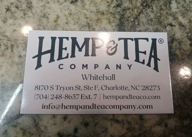 Hemp and Tea Company business card in Charlotte