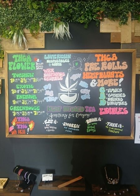 Hemp and Tea Company main menu in Steele Creek Charlotte