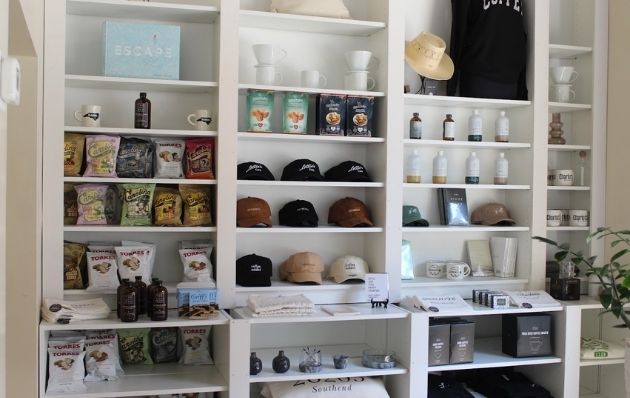 Café space and merchandise at Lottie’s in Charlotte