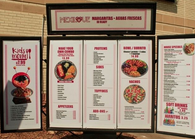 Drive-thru menu at MexiLove Tacos and Tequila in Charlotte