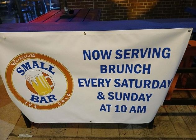 Small Bar Morehead weekend brunch sign in Charlotte