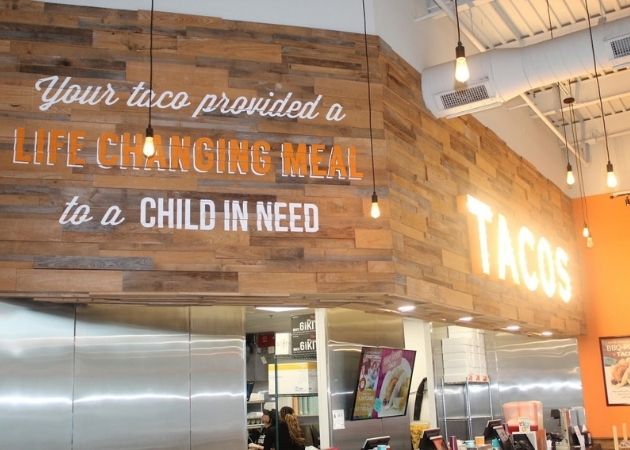Mission message displayed inside Tacos 4 Life Charlotte Steele Creek