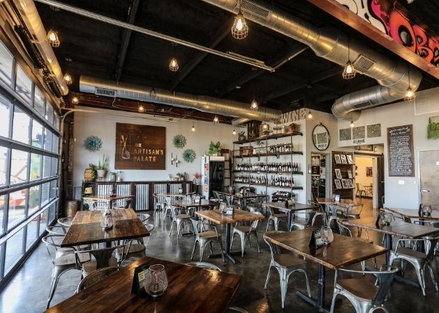 Indoor dining and seating at The Artisan's Palate