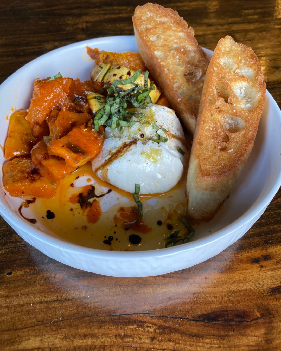 Roasted squash burrata at The Artisan's Palate
