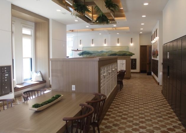 Indoor mailroom at Bask Apartments in Steele Creek Charlotte