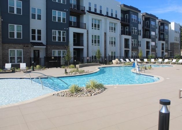 Saltwater outdoor pool at Bask Apartments in Steele Creek Charlotte