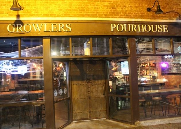 Growlers Pourhouse craft beer bar exterior in NoDa Charlotte