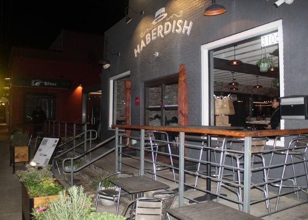 Haberdish restaurant exterior at night in NoDa Charlotte