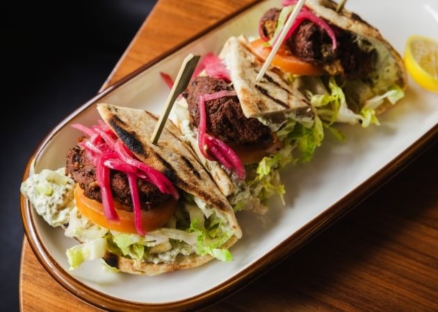 Black Bean Falafel Pita Sliders at VINYL
