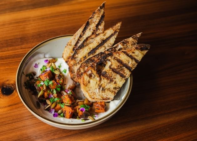 Whipped ricotta seasonal dish at VINYL